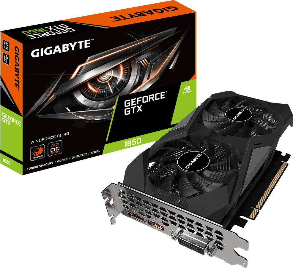 Gigabyte GeForce GTX 1650 4GB D6 Windforce OC (GV-N1656WF2OC-4GD)