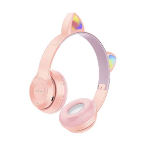 Cat Ears MZ47 Ασύρματα Bluetooth On Ear Ακουστικά Ροζ