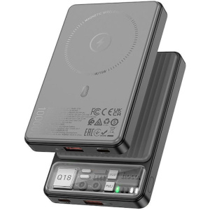 Hoco Q18 MagSafe Power Bank 10000mAh 22.5W με Θύρα USB-A και Θύρα USB-C Power Delivery Μαύρο