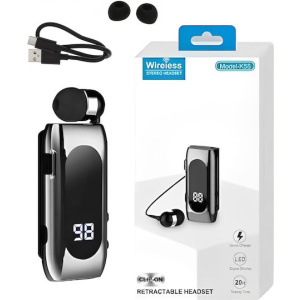 K55 In-ear Bluetooth Handsfree Ακουστικό Πέτου Ασημί