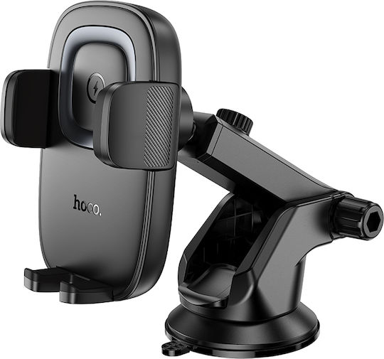 Hoco Hw32 Βάση Κινητού Αυτοκινήτου με Ρυθμιζόμενα Άγκιστρα και Ασύρματη Φόρτιση Μαύρη