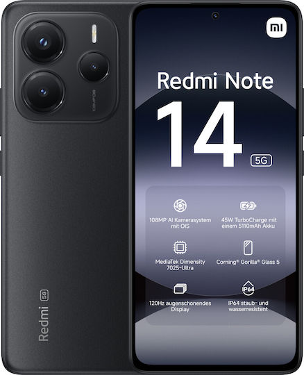 Xiaomi Redmi Note 14 NFC 5G Dual SIM (6/128GB) Midnight Black